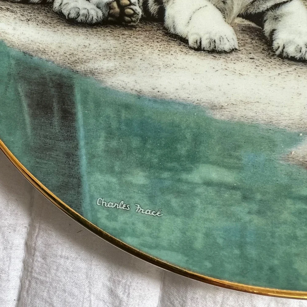 W. S. George Charles Frace Partners White Tiger Cubs Collector Plate 1991 8.5in